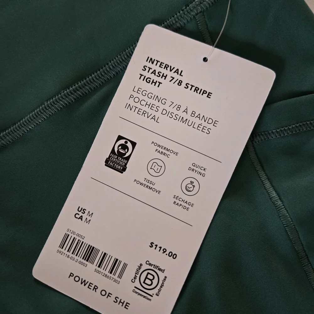 NWT Interval Stash 7/8 Stripe Tight